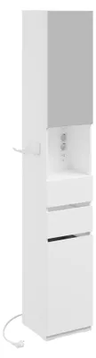 SoBuy Badezimmerschrank BZR240-E-W weiß mit Spiegeltür und Steckdose, Seitenansicht
