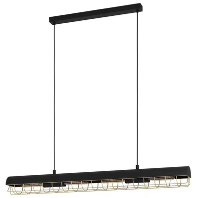 Imagen del producto de Lámpara colgante EGLO Alfonsine, ideal para mesas de comedor, lámpara de techo colgante, fabricada en acero y aluminio, disponible en  y latón, con casquillo E27, longitud de 116 cm