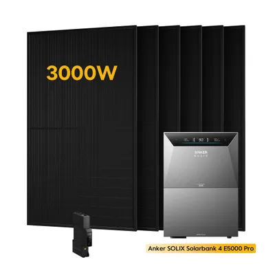 Produktbild von Powerness® Balkonkraftwerk , Anker SOLIX Solarbank 4 E5000 Pro Speicher mit 1x BP5000 Erweiterungsakku,3000W Module & Smart Meter 0% VAT