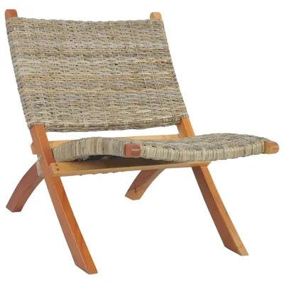 Produktbild von The Living Store Relaxstuhl Natur Kubu-Rattan und Massivholz Mahagoni