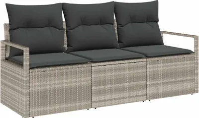 Produktbild von Sofa Set 3 pcs Hellgrau Poly-Rattan