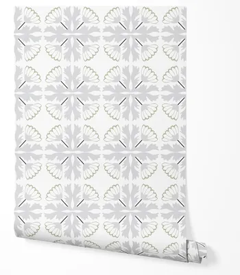 Produktbild von Selbstklebende Tapete Möbelfolie Blumenmuster Grau Weiß Floral Skandinavisch Modern Wandtapete Wohnzimmer Schlafzimmer Küche Flur Elegantes Design 10m x 0,5m