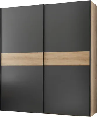 Produktbild von Jugendzimmer Kleiderschrank 170 cm Breite in Eiche mit graphit, 2-türig - LESINA-78