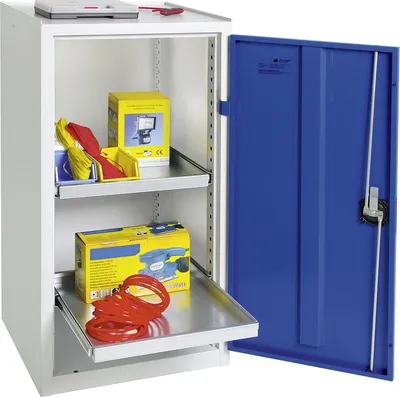 Image de Stumpf Armoire à outils et matériel Série 3000 gris clair / bleu gentiane + 2 tablettes coulissantes - 3001574