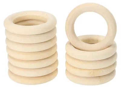 Holzringe 40 mm, 60 Stück, Naturholz, unbehandelt, für Makramee & DIY