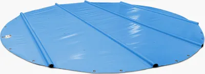 Produktbild von SafeDeluxe® PREMIUM Runde Poolplane Stangenabdeckung ohne Stangen (Durchmesser der Plane = 600cm, Hellblau RAL5015) Rollabdeckung Poolabdeckung Abdeckung aus LKW Plane