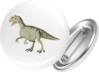 Produktbild von Huuraa Button Allosaurus Dinosaurier 59mm rund mit Sicherheitsnadel Ansteckbutton Geschenkidee