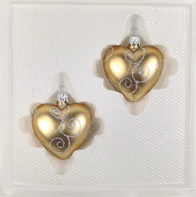 Produktbild von 2 tlg. Glas-Herzen Set in Classic Gold Silberne Ornamente