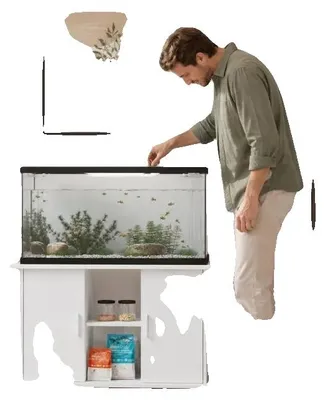 Image de Meuble aquarium, matériau en bois, grand espace de rangement, blanc