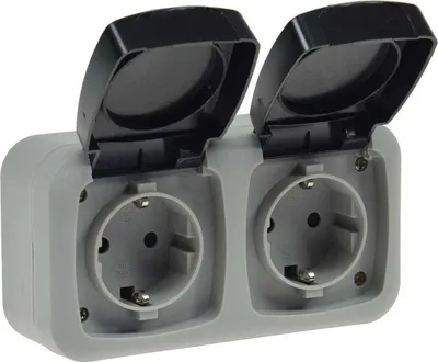 Produktbild von ChiliTec Feuchtraum Doppel-Steckdose, IP44 250V AC / 16A, inkl. AP-Rahmen, grau
