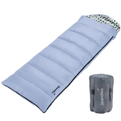 Produktbild von Skandika Deckenschlafsack Iceland Single | Schlafsack Outdoor für Erwachsene, 3 Jahreszeiten mit Baumwolle, 220 x 80 cm, als Doppelschlafsack nutzbar