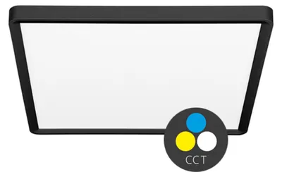 Immagine prodotto di Ecolite, plafoniera LED quadrata, 24 W, 30 cm, temperatura di colore, flusso luminoso 2400 lm, grado di protezione IP40, bordo nero, modello W008S-CCT/24W/CR