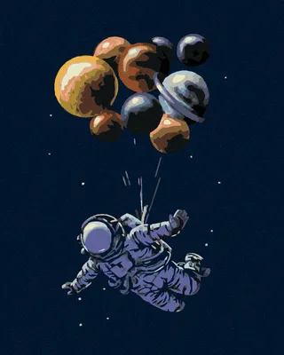 Obrázok produktu pre Zuty - Diamantové maľovanie - ASTRONAUT A BALÓNY, 40x50 cm, bez rámu a bez vypnutia plátna