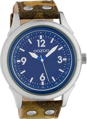 Produktbild von Oozoo Leder Herren-Damen Uhr Analog Armband camouflage grün Timepieces D2UOC10351