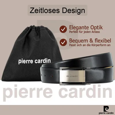 Pierre Cardin Herren-Koppel-Leder-Gürtel schwarz