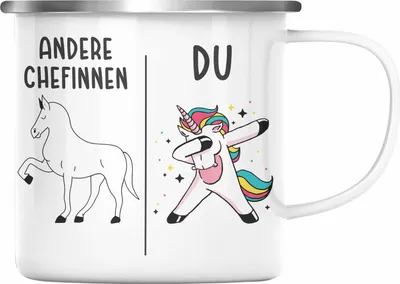 Produktbild von Trendation - Beste Chefin Emaille Tasse Lustig Geschenk Spruch Lieblingschefin Weihnachten Geburtstag (Silber)