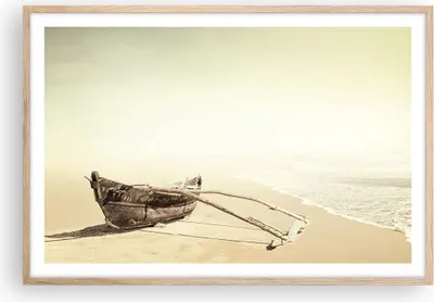 Produktbild von Gerahmtes Poster - Rahmen in heller Eiche - £ódŸ Wrack Meer - 91,5x61 cm - Wand Bild - Wanddeko - Wandbilder - Kunstposter - Wandposter - Bilderrahmen - Bilder - Kunstdruck - P2NAA91x61-5123