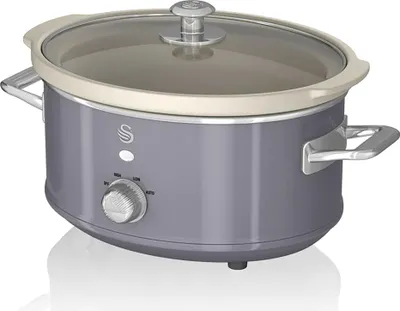Produktbild von SWAN SF17021GRNEU Retro Slow Cooker 3,5L, Antihaft-Keramisches PFOA- und PTFE-freies, Vintage Grau