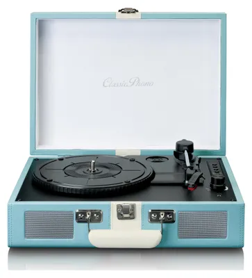 Produktbild von Classic Phono TT-110BUWH -  Plattenspieler mit Bluetooth®-Empfang und integrierten Lautsprechern - Blau/Weiß