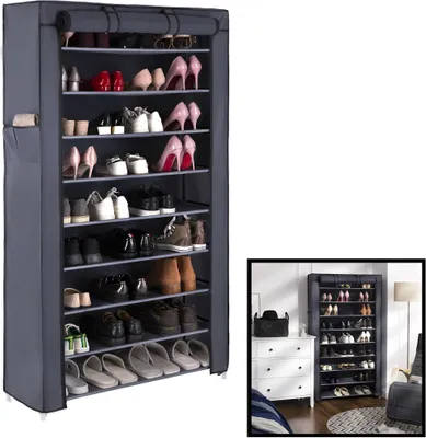 Productafbeelding van Schoenenrek XXL voor 40 paar schoenen - Met hoes - Opbergsysteem van metaal met kunststof verbindingen - Organizer voor schoenen opbergen - Staand
