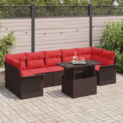 Produktbild von Gartensofa-set mit Kissen mit Speicher 8 pcs Braun Poly Rattan - Gartenmöbelgarnituren DE213