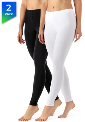 Produktbild von Merry Style Damen Lange Leggings aus Viskose 2 Pack MS10-143 (Schwarz/Weiß, L)