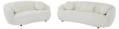 Produktbild von 3-Sitzer- und 2-Sitzer-Sofa aus strukturiertem Stoff in Cremeweiß RALIBO