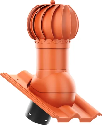 Produktbild von Entlüfterkamin ROTOLINE 125 für Betondachziegel BRASS Frankfurter, Benders Mecklenburger, ProDach - Doppelrömer (Naturrot)