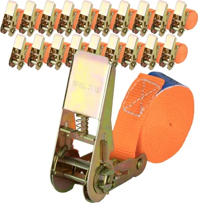 Produktbild von Safetytex 20x Spanngurt einteilig 4m lang 25mm breit 500kg Zurrgurt orange
