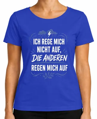 Imagen del producto de Camiseta para mujer, color azul, talla M, con el texto: "No me molesto, son ellos los que me molestan". (Estilo sarcástico)