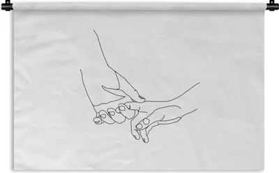 Produktbild von MuchoWow® Wandteppich Wandbehang Hände - Liebe - Strichzeichnung 150x100 cm Tapisserie Dekoration Wandtuch - Waschbar - Tapisserien - Wand-Decke