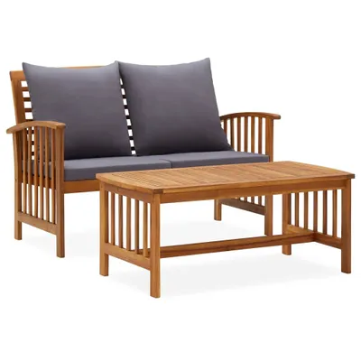 Image de vidaXL Ensemble de salon de jardin 2 pièces avec coussins en bois massif d'acacia