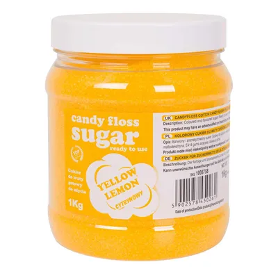 Obrázek produktu pro Barevný cukr do cukrové vaty, žlutý, citronová příchuť, 1kg