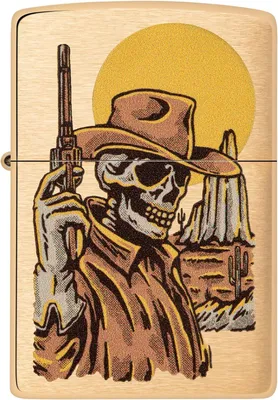 Produktbild von Zippo Feuerzeug Wild West Skeleton Cowboy Skull Sturmfeuerzeug, nachfllbar