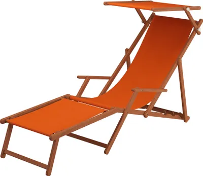 Produktbild von Sonnenliege terracotta Strandliege Holzliege Buche Fußteil Sonnendach Tisch Kissen 10-309FSTKD
