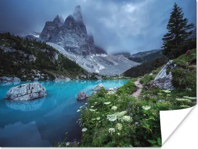 Produktbild von MuchoWow® Poster Wasser - Berge - Natur 120x90 cm - Wandbild