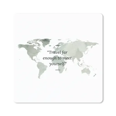 Produktbild von MuchoWow® Mauspad Mousepad Weltkarte - Aquarell - Zitat 30x30 cm - Mousepads - Maus Mat - Pad - Mausunterlage - Gaming
