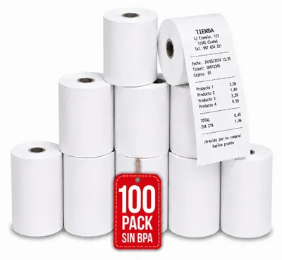 Image de COM-FORT HOUSE Papier thermique 57 × 55 mm 60 g/m² 23,5 m Pack 100