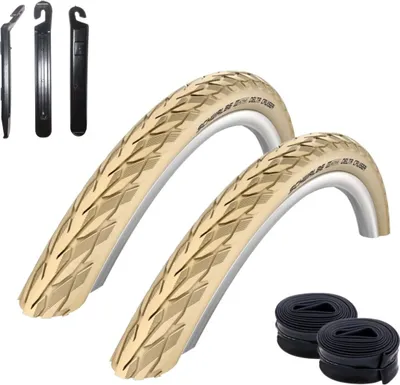 Produktbild von 2 x Schwalbe Delta Cruiser Creme 37-622 (28 x 1,40) + 2 Schwalbe Schläuche SV17  inkl. Reifenheber