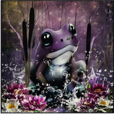 Produktbild von ARTland Glasbild Lila Frosch Größe: 20x20 cm