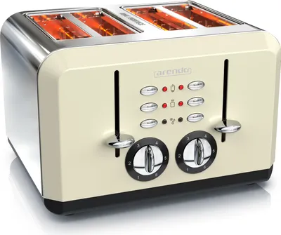 Produktbild von Arendo Toaster, 4 kurze Schlitze, für 4 Scheiben, 1630 W, Automatik, Edelstahl, Wärmeisolierendes Doppelwandgehäuse, beige