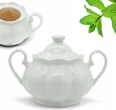 Zdjęcie produktu dla Cukiernica 290ml Porcelanowa Pojemnik na Cukier Cukierniczka z Pokrywą