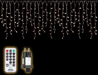 Obrázok produktu pre LED svetelná clona do exteriéru, 5 m, svetelný reťazec s efektom ľadového dažďa, s časovačom a diaľkovým ovládaním, 8 režimov, teplá biela