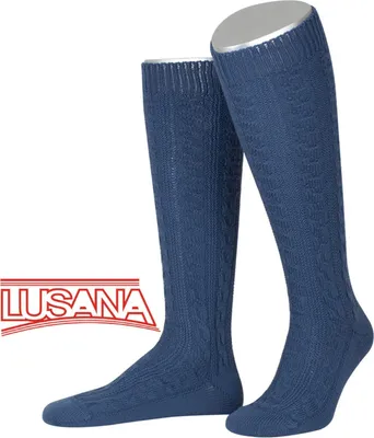 Lusana Trachtenkniestrümpfe in blau