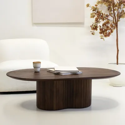 Produktbild von Couchtisch Dunkelbraunes Mangoholz - Oval - 120x70x35cm - Ava