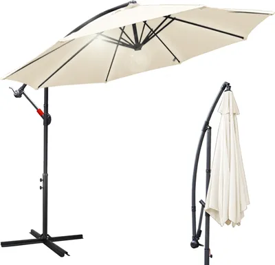 Image de Aopunly Parasol tournant à 360° Parapluie Ø300cm anti-UV Parasol à manivelle UV50+ Parasol de jardin Parasol de marché Beige