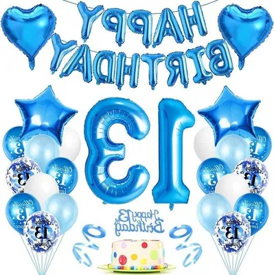 Produktbild von Jungendekoration 13 Jahre blau Ballons Folieballon
