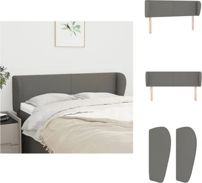 Produktbild von vidaXL Kopfteil mit Ohren Dunkelgrau 147x23x78/88 cm Stoff -  Kopf- & Fußenden