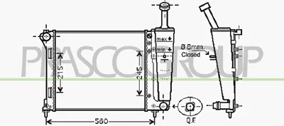 Produktbild von PRASCO FD008R001 Kühler Wasserkühler Motorkühler für FIAT 500 (312) 500 C (312) für FORD KA (RU8)