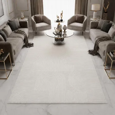 Produktbild von Teppich Creme Ornament Muster pflegeleicht Größe - 80 x 150 cm